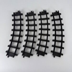 TOY STATE 1992 Christmas North Pole Toy Shop Train Tracks 4 Curved Black Pieces‎